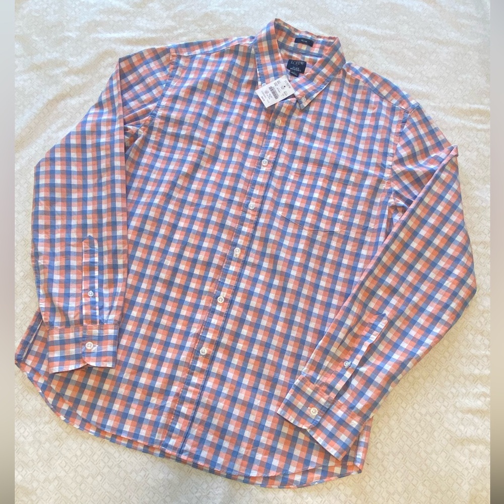 NWT J.Crew men’s slim fit gingham flex-washed casual shirt